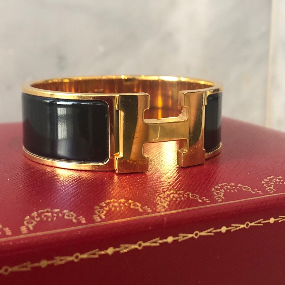 🧡SOLD🧡Hermes Clic Clac H Bracelet PM Wide Black - Picture 3 of 9